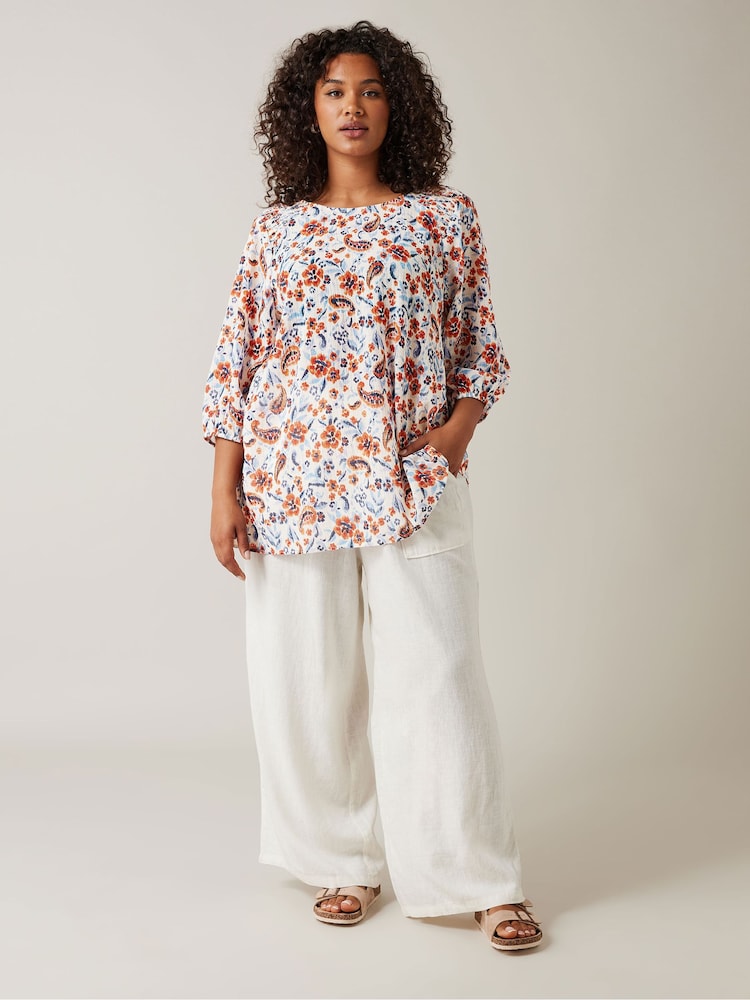Evans Cream Floral Textu Top - Image 2 of 5