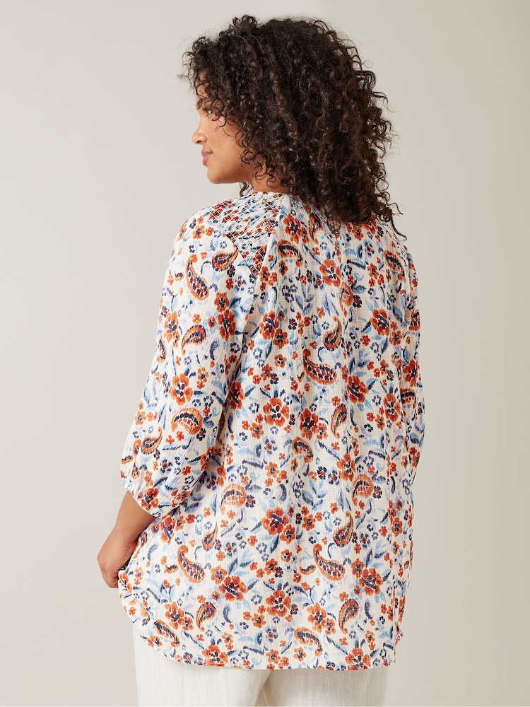 Evans Cream Floral Textu Top - Image 3 of 5