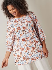 Evans Cream Floral Textu Top - Image 4 of 5