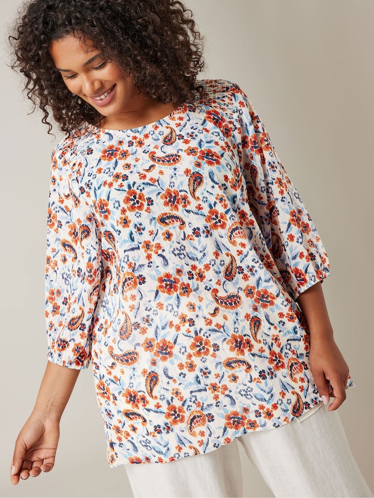 Evans Cream Floral Textu Top - Image 4 of 5