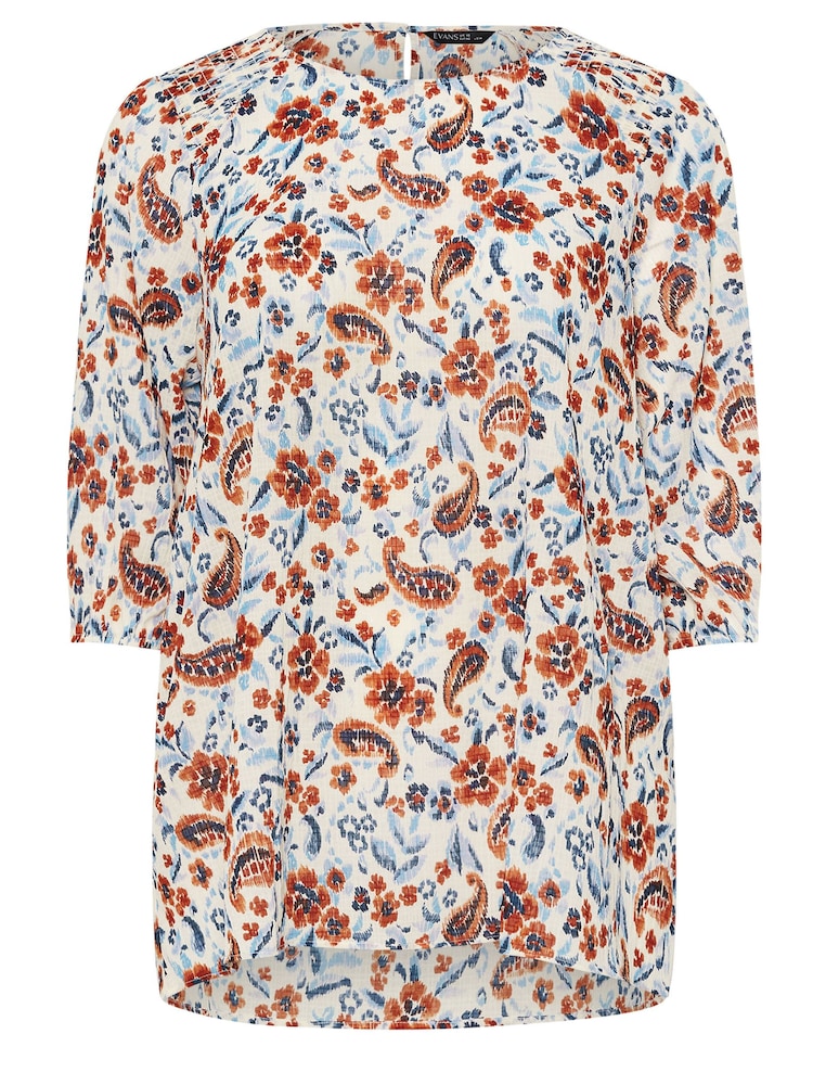 Evans Cream Floral Textu Top - Image 5 of 5