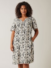 Evans Curve Tropical Print Linen Dress - Image 1 of 5
