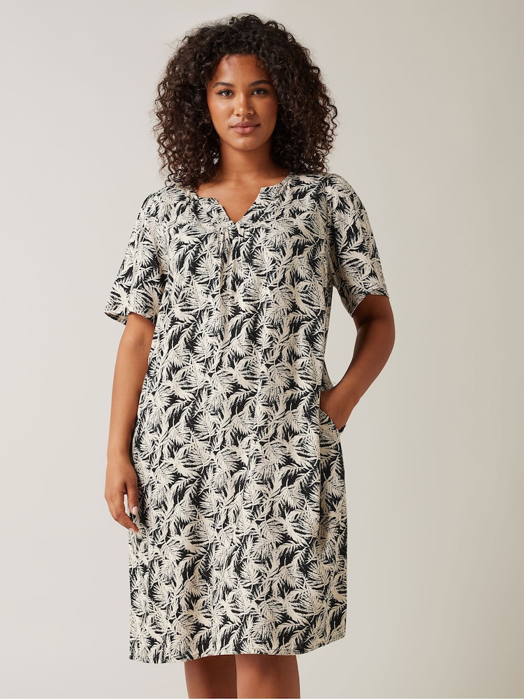 Evans Curve Tropical Print Linen Dress - Image 1 of 5