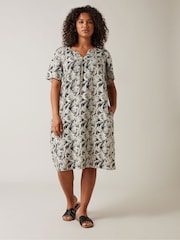 Evans Curve Tropical Print Linen Dress - Image 2 of 5