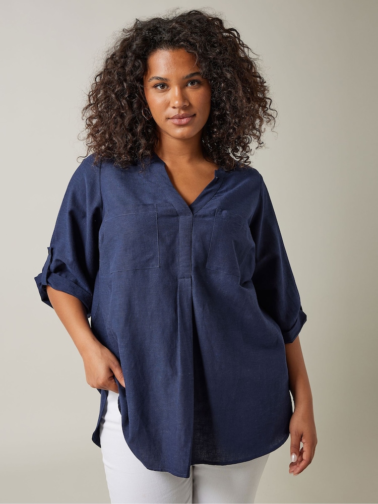 Azul - Evans Linen Utility Top - Imagen 1 de 5 Azul - Evans Linen Utility Top - Imagen 1 de 5
