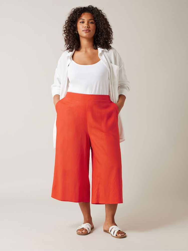 כתום - Evans Linen Culottes - Image 1 of 5