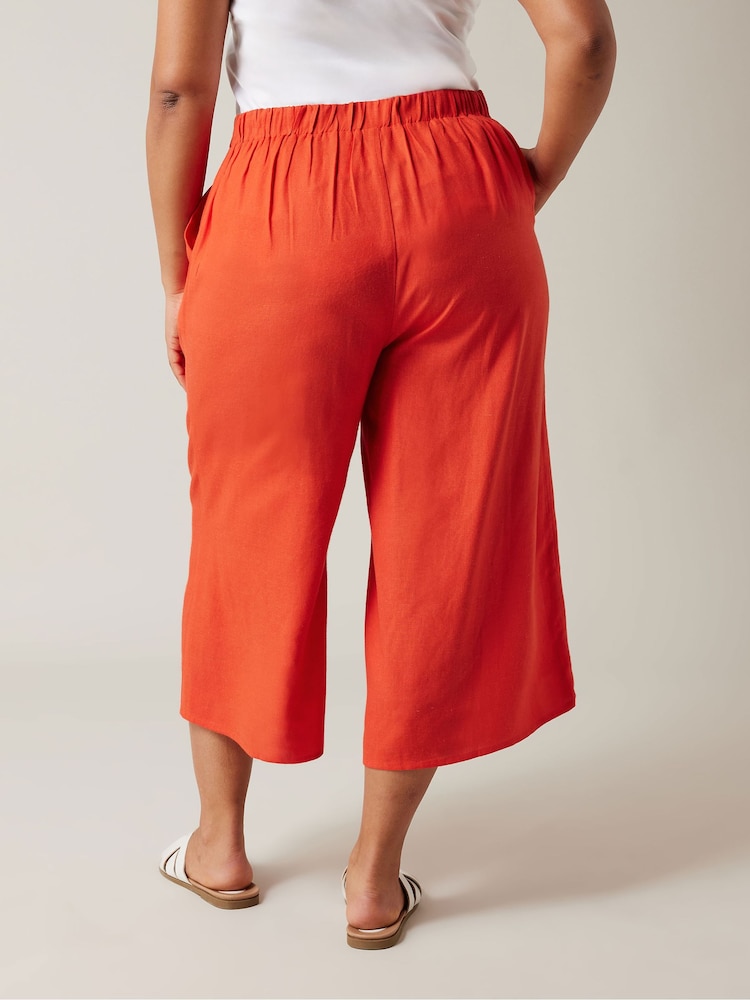 כתום - Evans Linen Culottes - Image 3 of 5