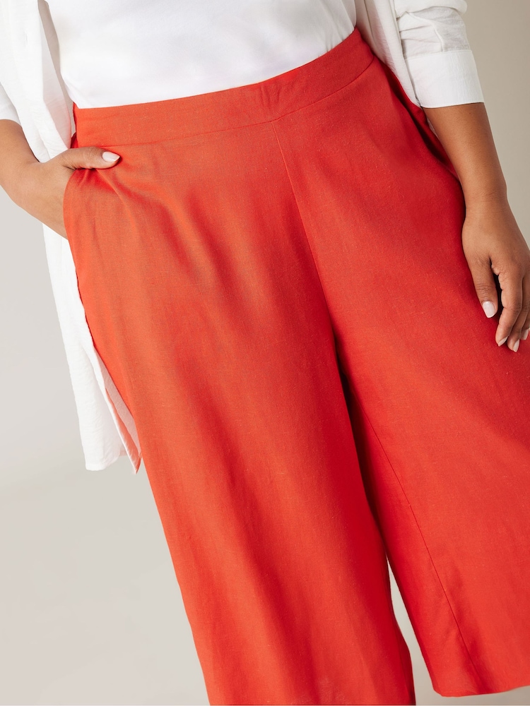 כתום - Evans Linen Culottes - Image 4 of 5