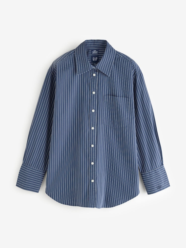 De rayas azul marino - Camisa grande de popelina de Gap - Imagen 1 de 4