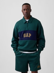 Gap Green Oversized Logo Quarter-Zip Sweatshirt - Image 1 of 4