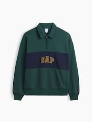 Gap Green Oversized Logo Quarter-Zip Sweatshirt - Image 4 of 4