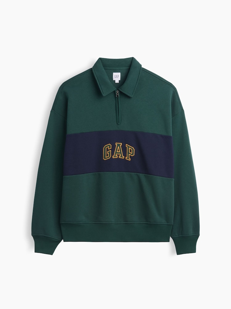 Gap Green Oversized Logo Quarter-Zip Sweatshirt - Image 4 of 4