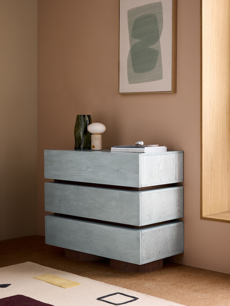 MADE.COM Blue Bern 3 Drawer Chest of Drawers - Image 1 of 6