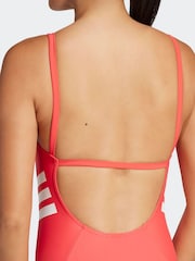 adidas Red 3 Stripe U Back Swimsuit - Image 2 of 3