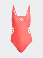adidas Red 3 Stripe U Back Swimsuit - Image 3 of 3