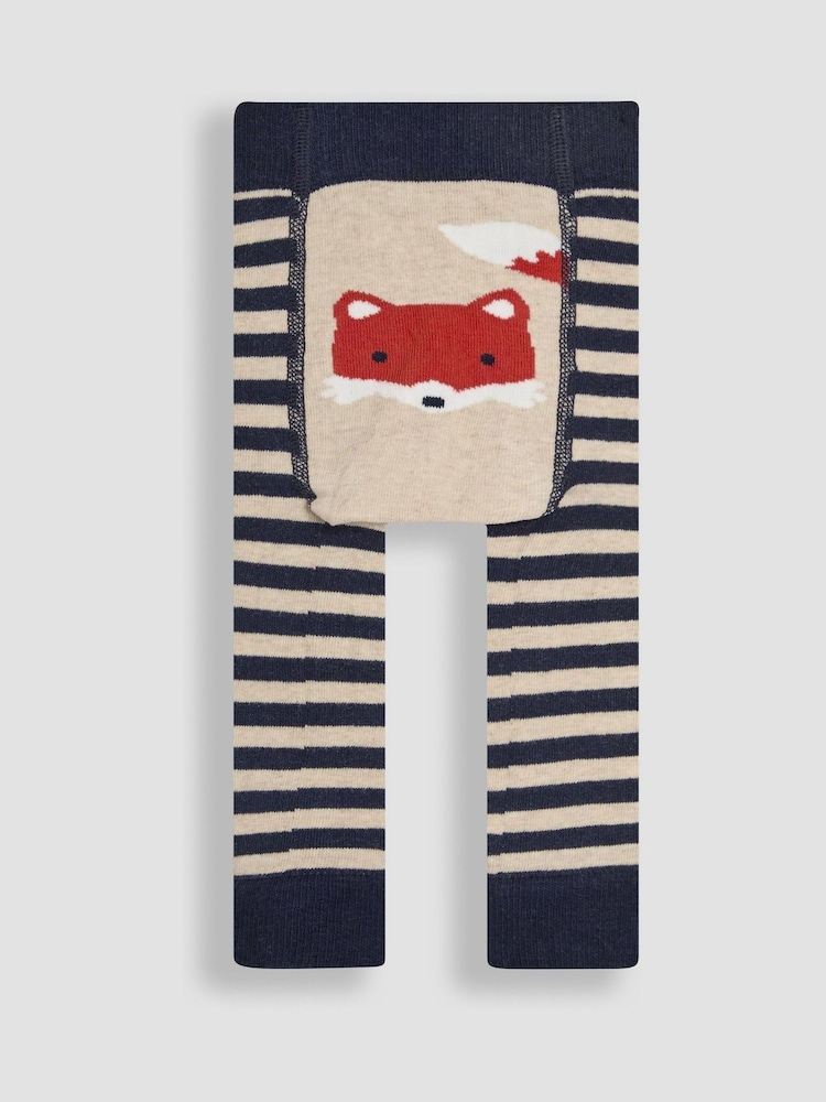 JoJo Maman Bébé Navy Stripe Fox Knitted Leggings - Image 1 of 3 JoJo Maman Bébé Navy Stripe Fox Knitted Leggings - Image 1 of 3