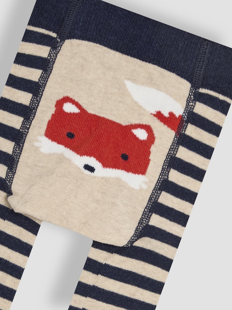 JoJo Maman Bébé Navy Stripe Fox Knitted Leggings - Image 3 of 3 JoJo Maman Bébé Navy Stripe Fox Knitted Leggings - Image 3 of 3