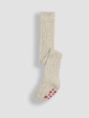 JoJo Maman Bébé Neutral Cable Ribbed Tights - Image 1 of 3