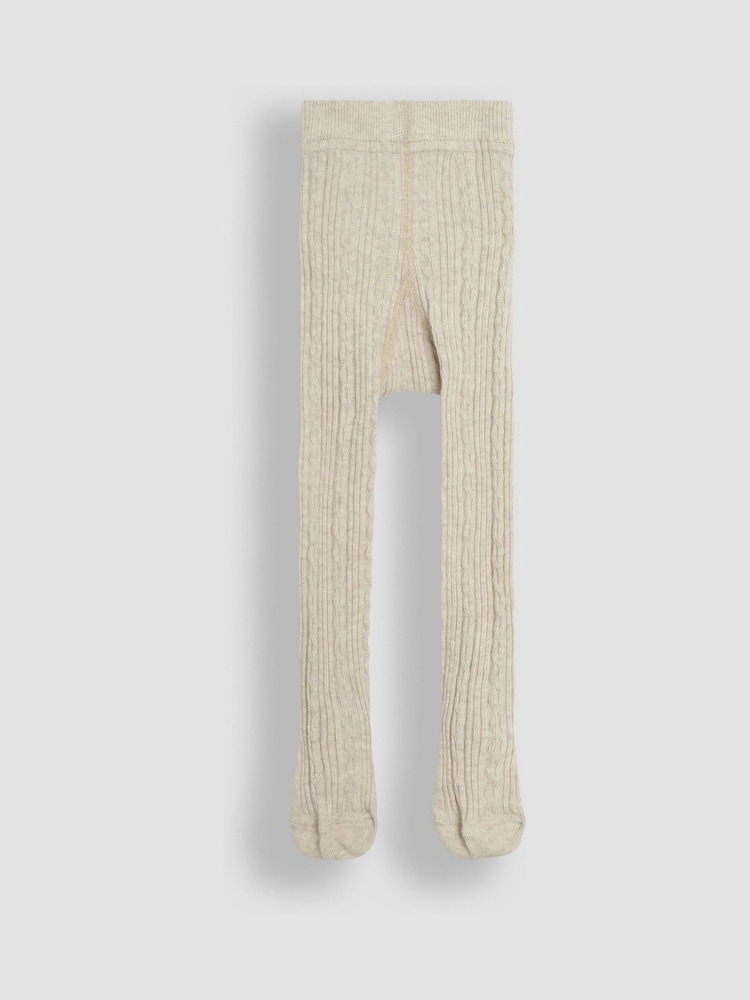 JoJo Maman Bébé Neutral Cable Ribbed Tights - Image 2 of 3