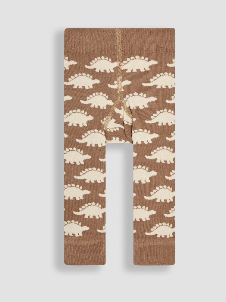 JoJo Maman Bébé Natural Dinosaur Knitted Leggings - Image 1 of 3