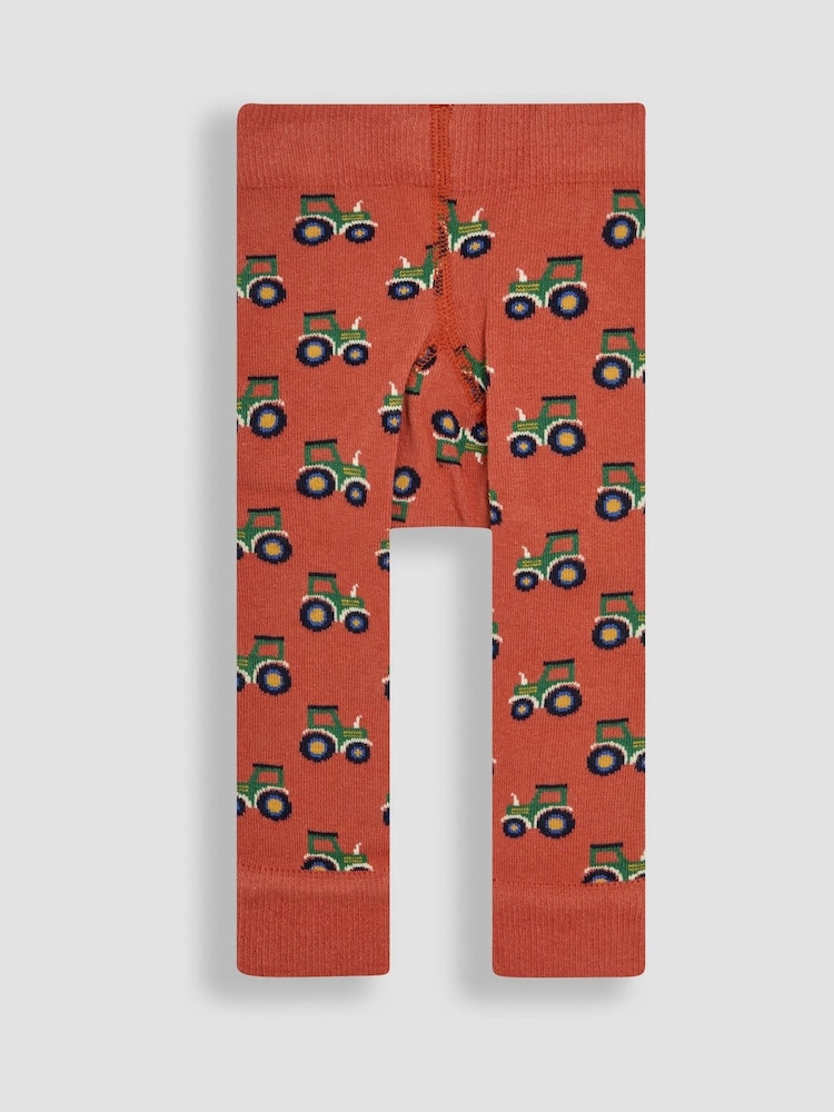 JoJo Maman Bébé Rust Tractor Knitted Leggings - Image 1 of 3