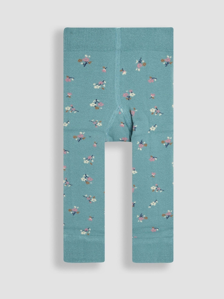 JoJo Maman Bébé Duck Egg Floral Extra Thick Leggings - Image 1 of 3