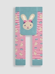 JoJo Maman Bébé Pink Stripe Bunny Knitted Leggings - Image 1 of 3