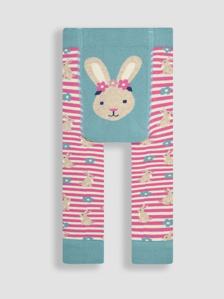 JoJo Maman Bébé Pink Stripe Bunny Knitted Leggings - Image 1 of 3