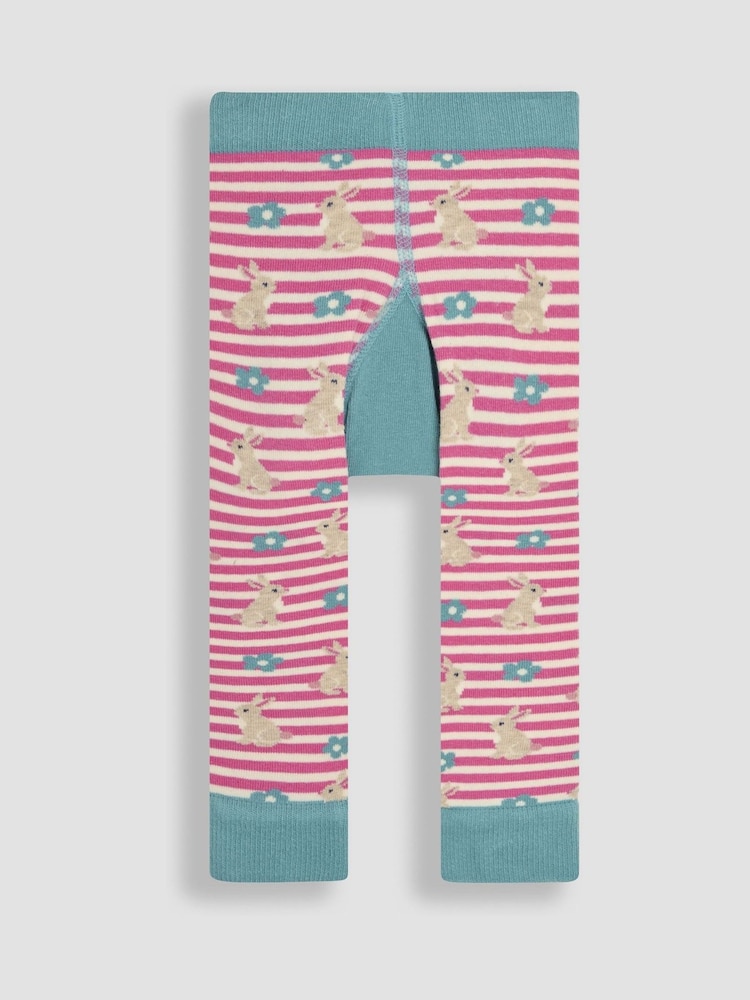 JoJo Maman Bébé Pink Stripe Bunny Knitted Leggings - Image 2 of 3