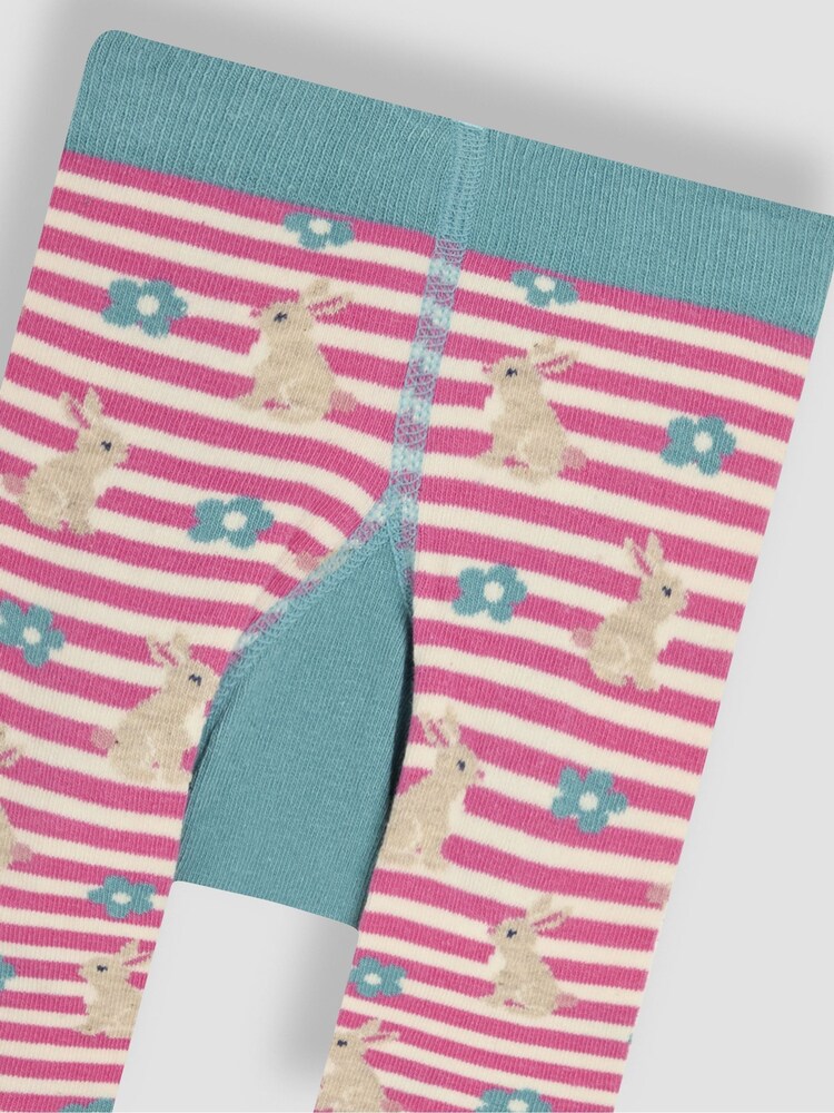 JoJo Maman Bébé Pink Stripe Bunny Knitted Leggings - Image 3 of 3