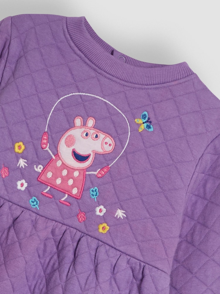 JoJo Maman Bébé Lilac Peppa Pig Quilted Dress - Image 6 of 6