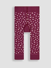 JoJo Maman Bébé Purple Hedgehog Extra Thick Leggings - Image 1 of 3