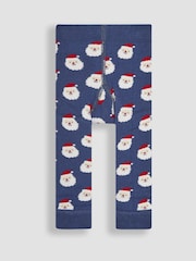JoJo Maman Bébé Blue Santa Extra Thick Leggings - Image 1 of 3