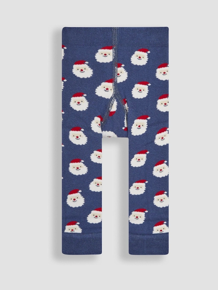 JoJo Maman Bébé Blue Santa Extra Thick Leggings - Image 1 of 3