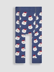 JoJo Maman Bébé Blue Santa Extra Thick Leggings - Image 2 of 3