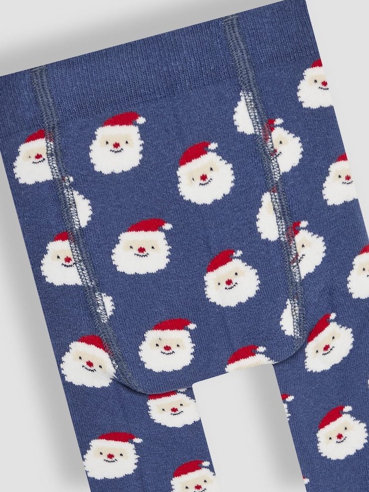 JoJo Maman Bébé Blue Santa Extra Thick Leggings - Image 3 of 3