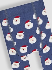 JoJo Maman Bébé Blue Santa Extra Thick Leggings - Image 3 of 3