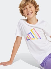 adidas White Tech Logo Graphic 100% Cotton T-Shirt - Image 4 of 8