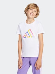 adidas White Tech Logo Graphic 100% Cotton T-Shirt - Image 7 of 8
