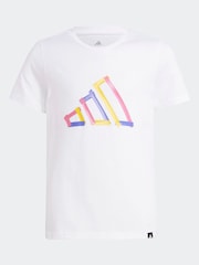 adidas White Tech Logo Graphic 100% Cotton T-Shirt - Image 8 of 8