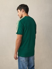 adidas Originals Green 3-Stripes Panel 100% Cotton T-Shirt - Image 2 of 4