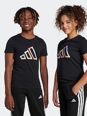 adidas Black Tech Logo Graphic 100% Cotton T-Shirt - Image 1 of 8