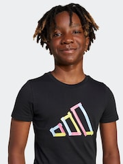 adidas Black Tech Logo Graphic 100% Cotton T-Shirt - Image 6 of 8