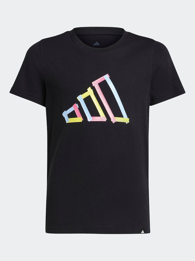 adidas Black Tech Logo Graphic 100% Cotton T-Shirt - Image 8 of 8