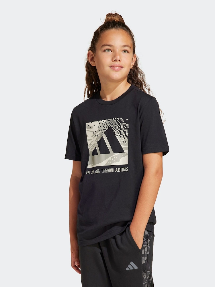 adidas Black Camo Logo 100% Cotton T-Shirt - Image 4 of 5