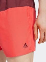 adidas Red Short Length Colorblock CLX Swim Shorts - Image 4 of 6
