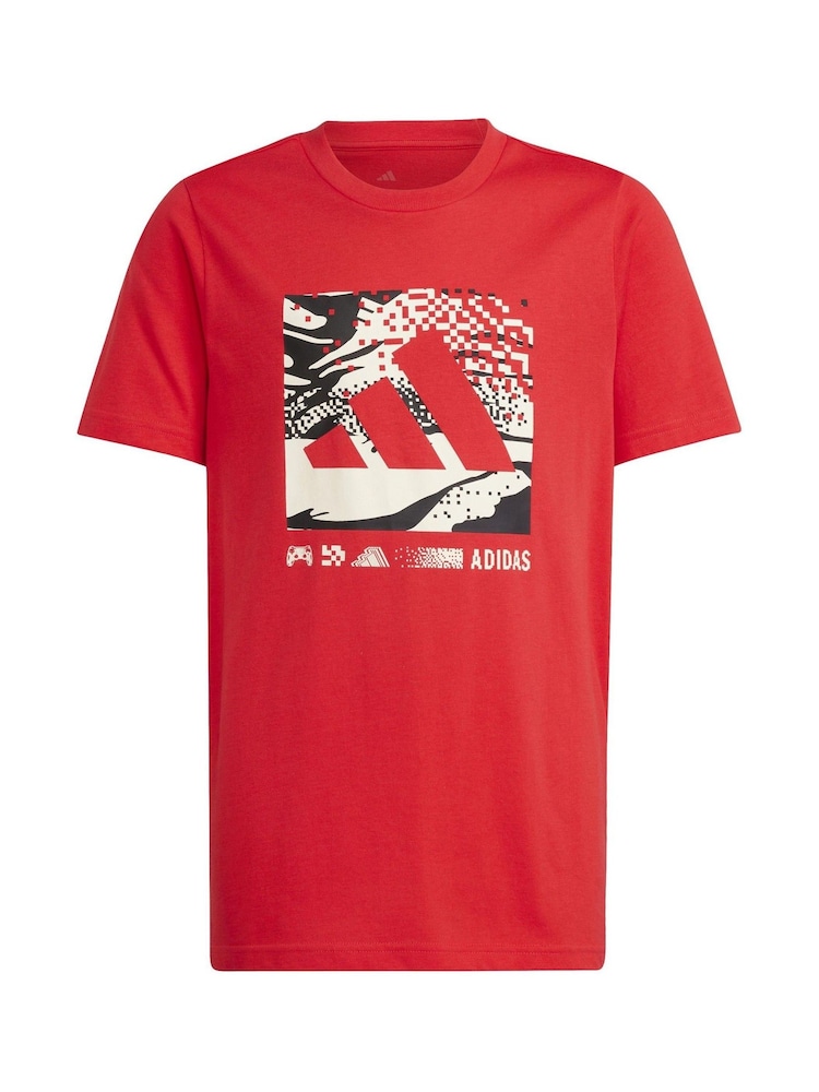 adidas Red Camo Logo 100% Cotton T-Shirt - Image 8 of 8