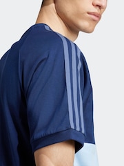 adidas Originals Blue 3-Stripes Panel 100% Cotton T-Shirt - Image 5 of 6