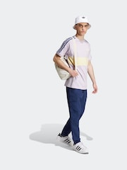 adidas Originals Purple 3-Stripes Panel 100% Cotton T-Shirt - Image 3 of 6