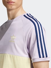 adidas Originals Purple 3-Stripes Panel 100% Cotton T-Shirt - Image 4 of 6